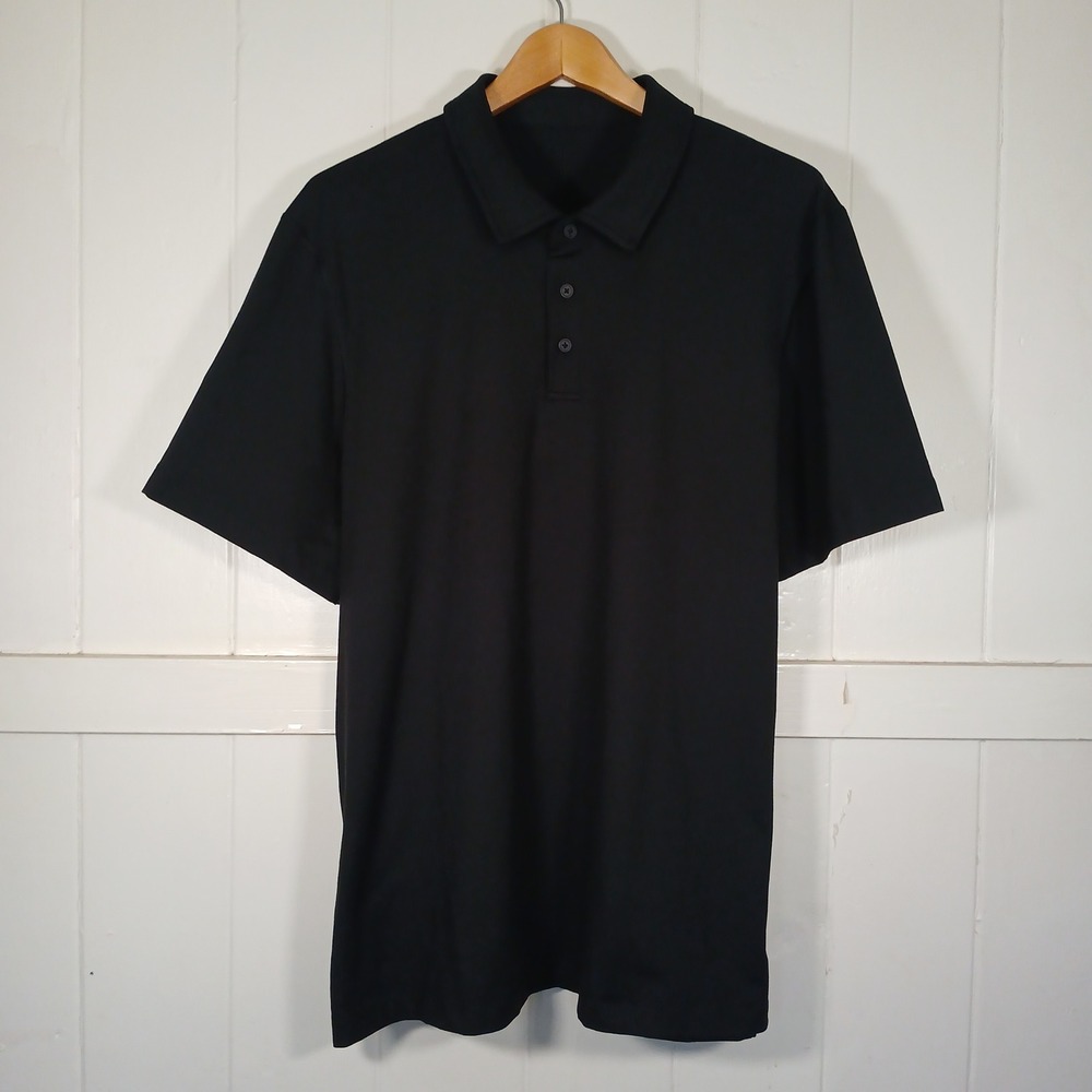 Lululemon Soft Jersey Polo Shirt Mens XXL Black Short Sleeve Performance Golf